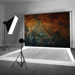 Aperturee - Aperturee Abstract Textured Photography Backdrop Rustic Rust Orange and Deep Teal Colors Weathered Stone Look for Portraits