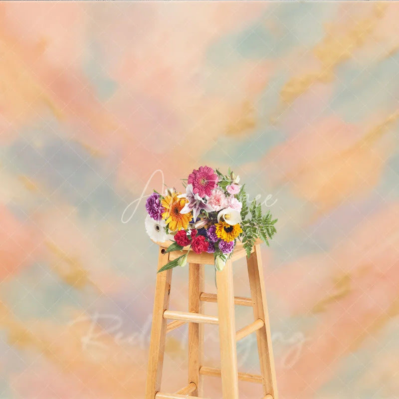 Aperturee - Aperturee Abstract Textured Photography Backdrop with Pastel Colors and Gold Glitter Accents Dreamy Painterly Design