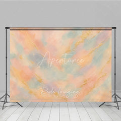 Aperturee - Aperturee Abstract Textured Photography Backdrop with Pastel Colors and Gold Glitter Accents Dreamy Painterly Design