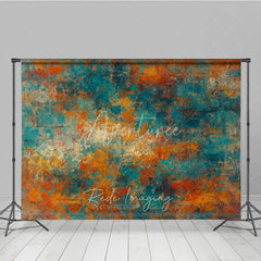 Aperturee - Aperturee Abstract Textured Photography Backdrop with Rustic Teal Orange and Gold Grunge Art