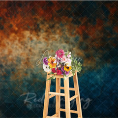 Aperturee - Aperturee Abstract Textured Photography Backdrop with Rusty Orange and Deep Teal Colors Weathered Grunge Fine Art Design