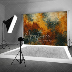 Aperturee - Aperturee Abstract Textured Photography Backdrop with Rusty Orange and Teal Grunge Effect Vintage Fine Art Studio Background