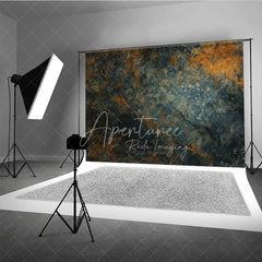 Aperturee - Aperturee Abstract Textured Stone Photography Backdrop with Dark Teal and Rusty Orange Hues Rustic Fine Art Studio Prop