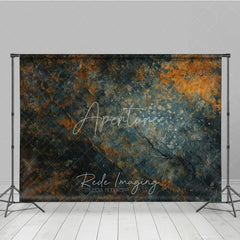 Aperturee - Aperturee Abstract Textured Stone Photography Backdrop with Dark Teal and Rusty Orange Hues Rustic Fine Art Studio Prop