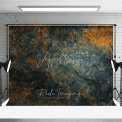 Aperturee - Aperturee Abstract Textured Stone Photography Backdrop with Dark Teal and Rusty Orange Hues Rustic Fine Art Studio Prop