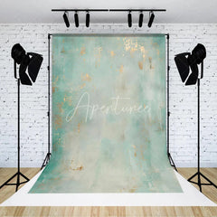 Aperturee - Aperturee Abstract Textured Teal and Mint Green Photography Backdrop with Gold Accents Elegant Painterly Design