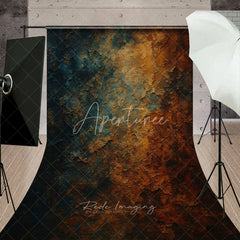 Aperturee - Aperturee Abstract Textured Teal and Rust Sweep Backdrop Vintage Grunge Style for Artistic Photography