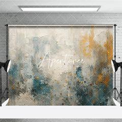 Aperturee - Aperturee Abstract Textured White Blue and Gold Speckled Photography Backdrop Elegant Modern Artistic Design for Studio