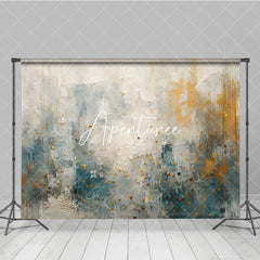 Aperturee - Aperturee Abstract Textured White Blue and Gold Speckled Photography Backdrop Elegant Modern Artistic Design for Studio