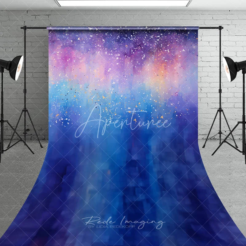 Aperturee - Aperturee Abstract Watercolor Cosmic Blue Purple Pink Splatter Sweep Backdrop Dreamy Photography Studio Background