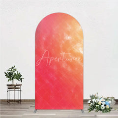 Aperturee - Aperturee Abstract Watercolor Gradient Arch Backdrop Red and Orange Sunset Style Birthday Party Photo Background