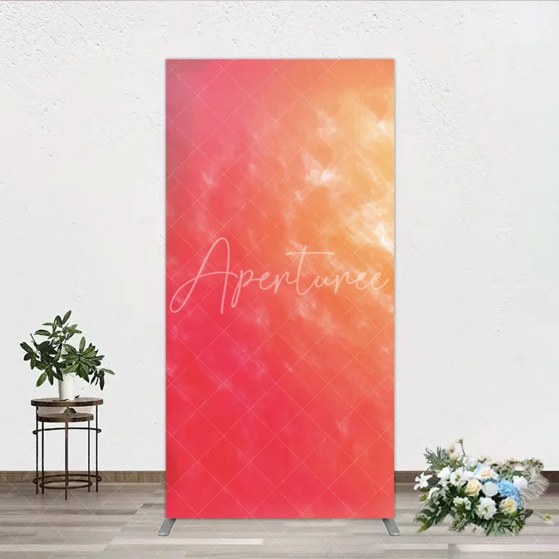 Aperturee - Aperturee Abstract Watercolor Gradient Rectangle Backdrop Red and Orange Sunset Style Birthday Party Photo Background