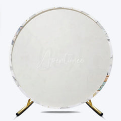 Aperturee - Aperturee Adventure Awaits Oh Boy Round Backdrop Hot Air Balloon and Airplane Baby Shower Party Decoration