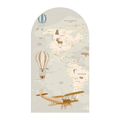 Aperturee - Aperturee Adventure Theme Baby Shower Arch Cover Hot Air Balloon Airplane Backdrop Travel Themed Nursery Decor for Boys