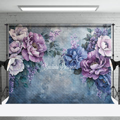 Aperturee - Aperturee Aesthetic Elegant Painting Purple Floral Backdrop