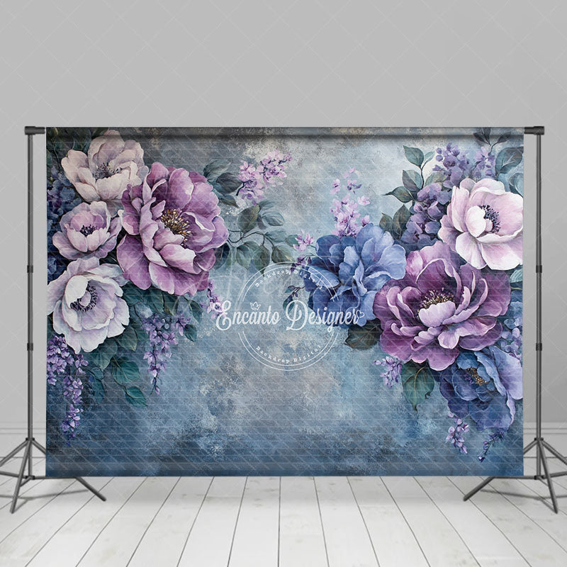 Aperturee - Aperturee Aesthetic Elegant Painting Purple Floral Backdrop