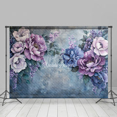 Aperturee - Aperturee Aesthetic Elegant Painting Purple Floral Backdrop