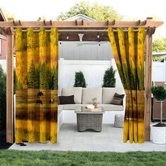 Aperturee - Aperturee African Savanna Waterproof Printed Outdoor Curtains