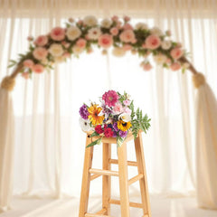 Aperturee - Aperturee Airy Arch Floral Boho Curtain Wedding Photo Backdrop