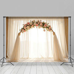 Aperturee - Aperturee Airy Arch Floral Boho Curtain Wedding Photo Backdrop