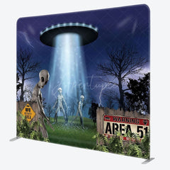 Aperturee - Aperturee Alien Forest Halloween Night Square Tension Backdrop