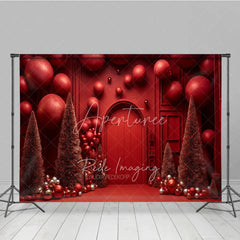 Aperturee - Aperturee All Red Monochromatic Christmas Photography Backdrop Modern and Bold Holiday Minimalist Photo Background