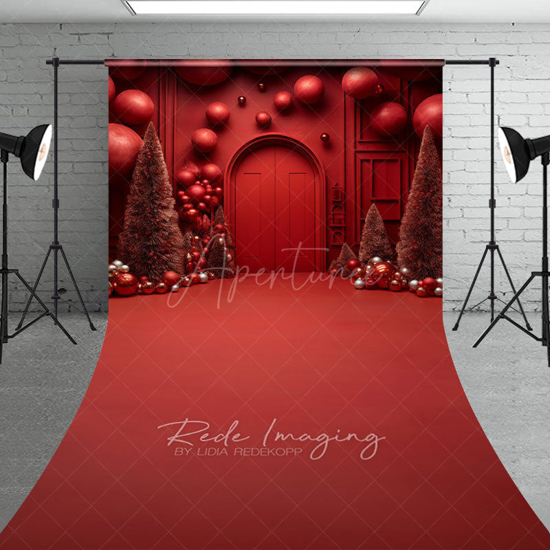 Aperturee - Aperturee All Red Monochromatic Christmas Sweep Backdrop Modern and Bold Holiday Minimalist Photo Studio Floor Drop