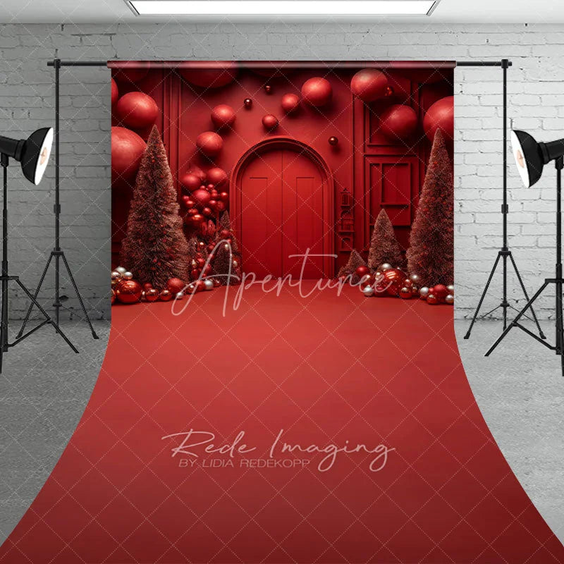 Aperturee - Aperturee All Red Monochromatic Christmas Sweep Backdrop Modern and Bold Holiday Minimalist Photo Studio Floor Drop