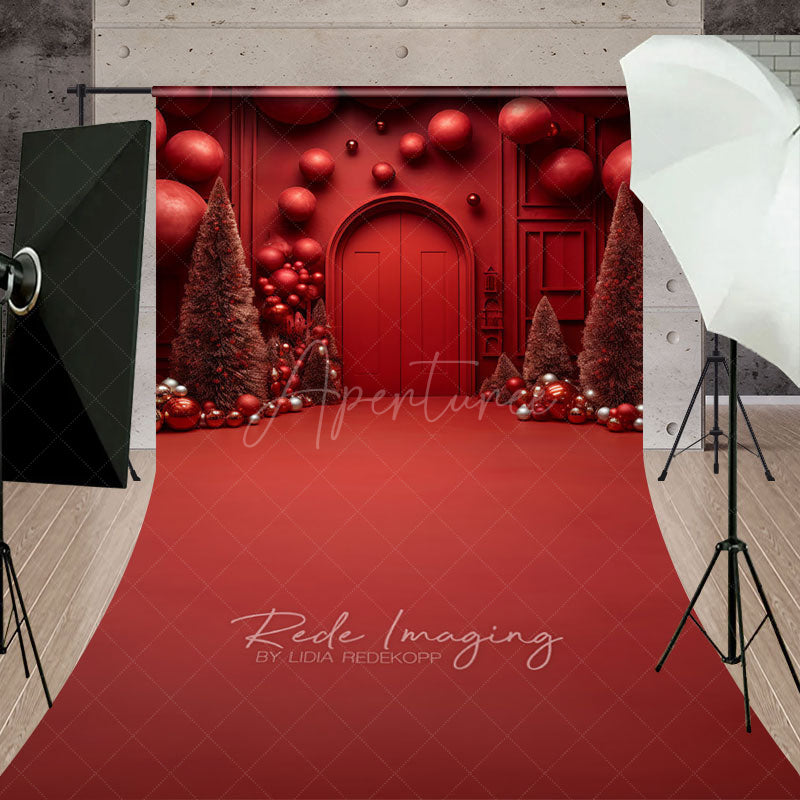 Aperturee - Aperturee All Red Monochromatic Christmas Sweep Backdrop Modern and Bold Holiday Minimalist Photo Studio Floor Drop