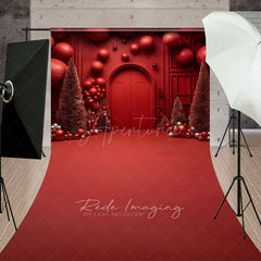 Aperturee - Aperturee All Red Monochromatic Christmas Sweep Backdrop Modern and Bold Holiday Minimalist Photo Studio Floor Drop