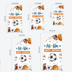Aperturee - Aperturee All-Star Happy Birthday Half Moon Arch Backdrop with Basketball Soccer Football and Baseball Festive Party Decor