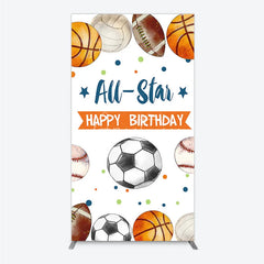 Aperturee - Aperturee All-Star Happy Birthday Sports Theme Rectangle Arch Backdrop Multi-Sport Balls Party Decor for Kids