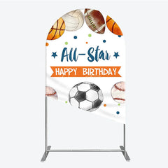 Aperturee - Aperturee All-Star Sports Balls Happy Birthday Round Top Arch Backdrop Athletic Theme Party Decor for Kids