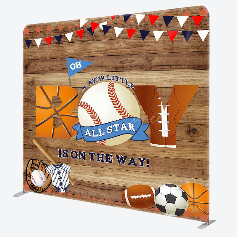Aperturee - Aperturee All Star Wooden Baby Shower Square Tension Backdrop