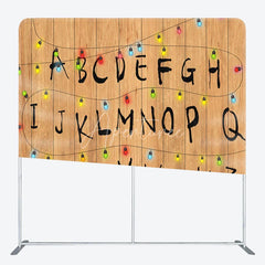 Aperturee - Aperturee Alphabet Wall with Christmas Lights Double-Sided Tension Fabric Backdrop Stranger Inspired Things Party Decor