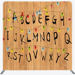 Aperturee - Aperturee Alphabet Wall with Christmas Lights Double-Sided Tension Fabric Backdrop Stranger Inspired Things Party Decor