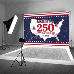 Aperturee - Aperturee America 250th Anniversary Map Capitol Stars Backdrop 1776 to 2026 Patriotic Celebration Background