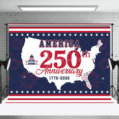 Aperturee - Aperturee America 250th Anniversary Map Capitol Stars Backdrop 1776 to 2026 Patriotic Celebration Background