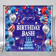 Aperturee - Aperturee American Flag Balloon Custom Photo Birthday Backdrop