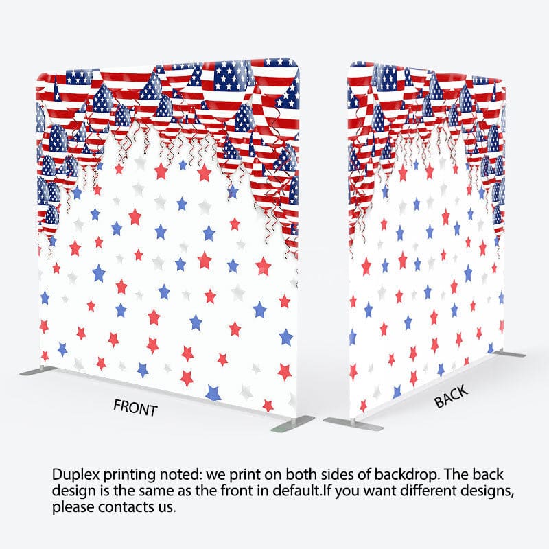 Aperturee - Aperturee American Flag Balloon Stars Square Tension Backdrop
