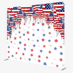 Aperturee - Aperturee American Flag Balloon Stars Square Tension Backdrop
