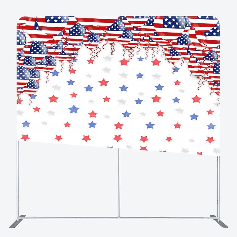 Aperturee - Aperturee American Flag Balloon Stars Square Tension Backdrop