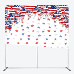 Aperturee - Aperturee American Flag Balloon Stars Square Tension Backdrop