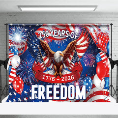 Aperturee - Aperturee American Flag Holiday Backdrop with Bald Eagle Fireworks and Red White Blue Balloons for Freedom Celebration