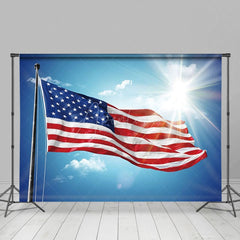 Aperturee - Aperturee American Flag Under The Sky Sunshine Photo Backdrop