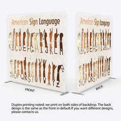 Aperturee - Aperturee American Sign Language ASL Alphabet Tension Fabric Backdrop Educational Hand Signs Party Decorations