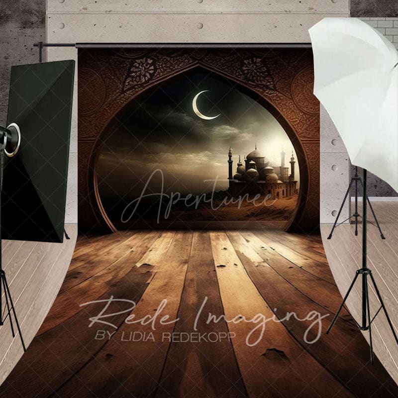 Aperturee - Aperturee Arabian Night Moon Castle Architecture Sweep Backdrop