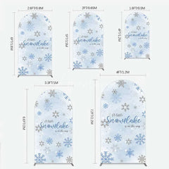 Aperturee - Aperturee Arch Backdrop A Little Snowflake Is On The Way Cover Winter Blue Silver Baby Shower Background Boy Party Prop