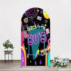 Aperturee - Aperturee Arch Backdrop Back to the 80s Neon Retro Cover Glow Party Graffiti Geometric Chiara Wall Background Birthday Decor