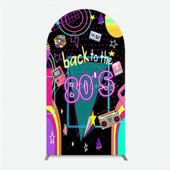 Aperturee - Aperturee Arch Backdrop Back to the 80s Neon Retro Cover Glow Party Graffiti Geometric Chiara Wall Background Birthday Decor